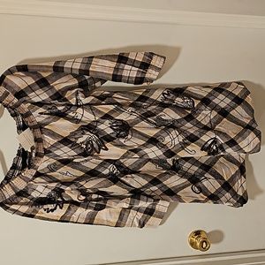 Soft Surroundings Embroidered Cream And Black Tunic Floral Sequins Size Large